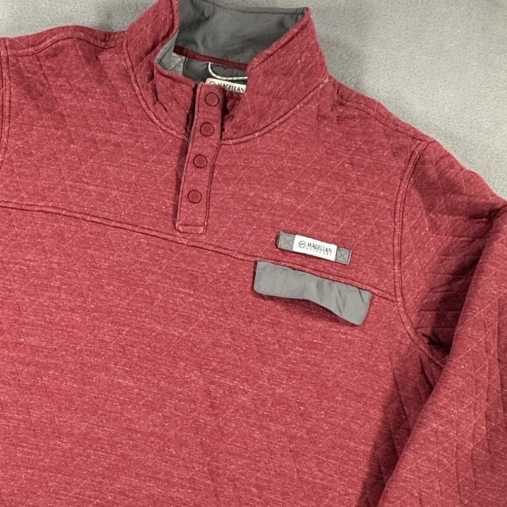 Magellan Outdoors Men's 3XL Classic Fit Quilted 1/4 Snap Pullover Red